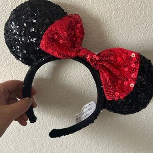 Disney Black and Red Sequin Minnie Mouse Ears Headband